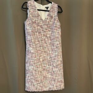 Ann Taylor Pink and Black Sheath Midi Dress V-Neck Sleeveless